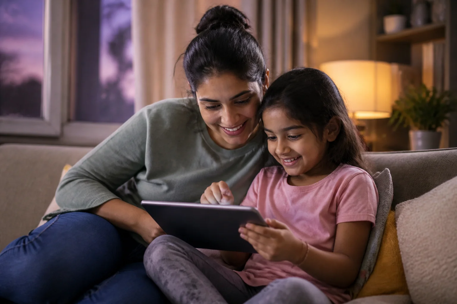 Eltern begleiten Kinder beim sicheren Online-Spielen