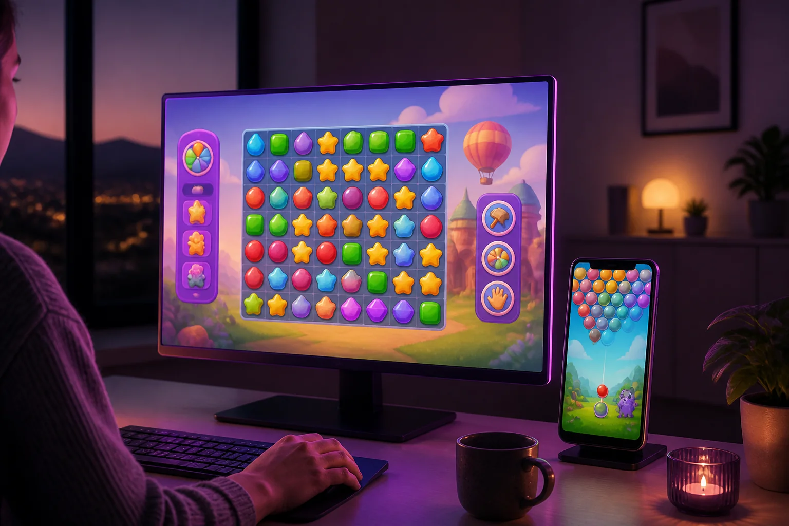 Bunte Browser-Spiele auf Desktop und Mobilgerät